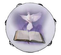 TOYANDONA Instrumento De Percusión De Mano De 10 Pulgadas Con Panderetas Dobles, Superficie Con Impresión De Paloma De Paz, Juguete Musical Portátil Para Educación Infantil y Sesiones De Baile