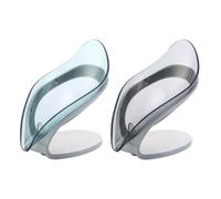 TOYANDONA Jaboneras Ventosa 2 Piezas Gris y Azul Diseño Creativo Forma de Hoja, Estante de Drenaje para Jabón, Rejilla para Mantener Seco en Baño y Cocina, Accesorio Práctico