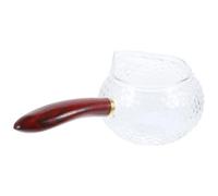 TOYANDONA Jarra de Leche de Vidrio Transparente con Mango de Madera Resistente al Calor y Pico Vertedor para Café y Ensaladas