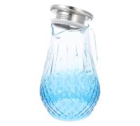 TOYANDONA Jarra de Vidrio para Agua Fría Grande con Tapa Resistente al Calor y Diseño Prueba de Explosiones Tetera para Té Floral y Jugos para Uso Doméstico y Reuniones