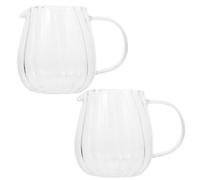 TOYANDONA Jarra de Vidrio Pequeña para Leche y Crema, 2 Piezas, Resistente al Calor, Diseño a Rayas Transparente, Dispensador Doméstico para Café, Té y Bebidas Hogar