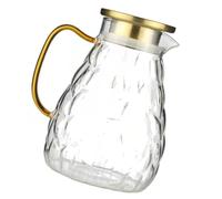 TOYANDONA Jarra de Vidrio Transparente para Agua Fría 1800Ml Tetera Grande Resistente al Calor Jarra de Jugo Estilo Europeo para Oficina y Hogar