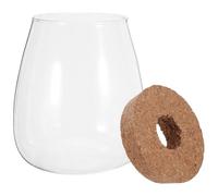 TOYANDONA Jarrón de Plantas Hidropónicas Grande de Vidrio con Tapón de Corcho Perforado y Bandeja de Bambú, Frascos para Hidroponía y Propagación de Raíces, Adecuado para Decoración