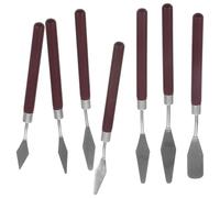 TOYANDONA Juego de 7 Espátulas para Pintura Mango de Madera Roja Herramienta para Mezclar y Raspar Pintura al Óleo Acrílica y Acuarela Adecuado para Artistas y Técnicas Artísticas