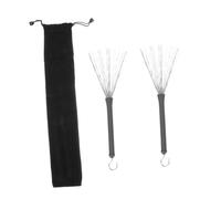 TOYANDONA Juego de Cepillos de Alambre para Baquetas de Batería con Bolsa de Tela Negra, Acero Inoxidable, Sonido Natural y Buen Efecto de Rebote para Bateristas Principiantes