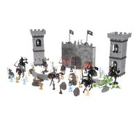 TOYANDONA Juego de Figuras de Soldados Medievales de Plástico Mini Figuras de Caballeros 4 Colores Modelo de Castillo 250 Piezas para Decoración y Juegos de rol Infantil