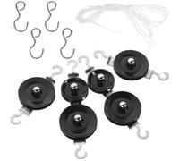 TOYANDONA Juego de Poleas Metálicas para Prácticas de Física Material Didáctico de Mecánica Polea Simple y Doble 2 Móviles 2 Cuerdas y 4 Ganchos Adecuado para Enseñanza Escolar y