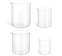 TOYANDONA Juego de Tazas Medidoras de Plástico Alimentario Transparentes sin Asas, 4 Piezas (50 Ml, 250 Ml, 500 Ml, 1000 Ml), con Escala Precisa para Laboratorio y Cocina, Aptas