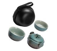 TOYANDONA Juego de Té de Porcelana para 1 Persona Tetera China de Cerámica Portátil Color Verde con Taza y Bolsa de Transporte Set de Té Kungfu Japonés para Viajar y Disfrutar