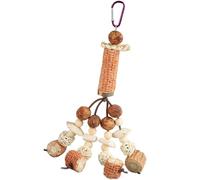 TOYANDONA Juguete para Periquitos de Masticar Bola de Hueso de Sepia y Fibras Naturales, Resistente a Mordeduras, Diseño Colgante Decorativo, Accesorio para Jaulas de Pájaros Pequeños,