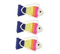 TOYANDONA Juguete Rascador para Gatos De Sisal Colgante, Tablero Pequeño En Forma De Pez, 3 Piezas, Color Aleatorio, Adecuado para Proteger Muebles y Estimular Hábitos Saludables En Gatitos