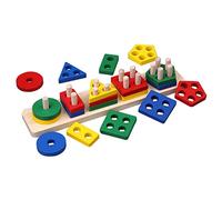 TOYANDONA Juguete Sensorial de Madera para Montessori Set Educativo Apilar y Clasificar Geométricas Desarrollo Habilidades Motrices y Reconocimiento Colores para Bebés