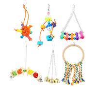 TOYANDONA Juguetes para Loros De Cuerda De Algodón Columpios y Aros Masticables para Pájaros para Jaula De Loros y Periquitos