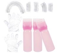 TOYANDONA Kit de Coloración Cabello Portátil Rosa Botella Aplicadora de Peine de Raíz, Guantes Protectores y Gorro de Baño, Herramientas Completas para Teñir Cabello en Casa y Salón