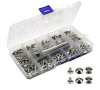 TOYANDONA Kit de Remaches Punk 10mm Redondos Cónicos 100 Unidades Herramienta de Perforación para Manualidades en Cuero, Pulseras, Bolsos y Decoración DIY