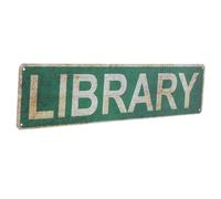 TOYANDONA Letrero Retro de Hojalata para Biblioteca Decoración Mural Vintage Resistente al Agua Tamaño Adaptable para Interiores y Exteriores Arte de Pared Temática para Hogar Aula y