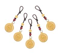 TOYANDONA Llavero de Caballo del Zodiaco Chino Metálico Giratorio, 5 Piezas Colgante de Moneda para Adornos de Bolsos y Decoraciones de Año Lunar