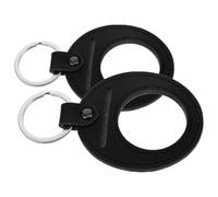 TOYANDONA Llaveros de Cuero Sintético Negro 2 Piezas para Monedas de 34 Mm, Porta Monedas Protección para Coleccionables, Almacenamiento Seguro para Llaves y Fichas Suerte