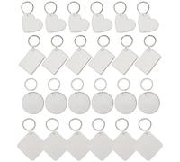 TOYANDONA Llaveros de Mdf sin Imprimir para Sublimación, Kit DIY 36 Piezas Formas Cuadrada, Corazón, Rectangular y Redonda, Accesorios para Transferencia de Calor y Manualidades de