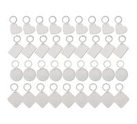 TOYANDONA Llaveros DIY en Blanco de Mdf 36 Piezas Set Transferencia Térmica, Diseños Cuadrados, Corazón, Rectángulo y Círculo para Manualidades Creativas y Sublimación Personalizada