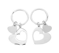 TOYANDONA Llaveros para 2 Piezas Acero Inoxidable Pulido Corazón Hueco Colgantes Decorativos para Llaves Bolso Obsequio San Valentín Accesorios Mochila