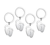 TOYANDONA Llaveros para Ñiño 4 Piezas Acero Inoxidable Diseño Huella Ñiño Recuerdo Shower Obsequio Fiesta Infantil Accesorios Decorativos