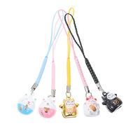 TOYANDONA Maneki Neko - Colgantes para teléfono móvil, diseño de gato de la suerte japonés, cobre, cascabeles, joyas, para llavero, bolso, mochila, colgante, decoración, 5 unidades