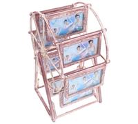 TOYANDONA Marco de fotos de noria decoración de la rueda de la fortuna marco de la rueda de la fortuna marco de fotos giratorio marco de la noria marco de fotos girando abdominales rosa