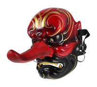 TOYANDONA Máscara de cosplay japonesa: Yokai Oni Tengu, que cubre todo el rostro, accesorio para representaciones teatrales samuráis, arte mural vintage de demonio para fiestas asiáticas y Mardi