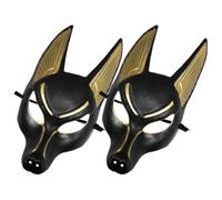TOYANDONA Máscaras de Anubis para Disfraz de Halloween, 2 Piezas de Plástico Duradero, Accesorios de Máscara de Cosplay Egipcio, Ideales para Fiestas y Mascaradas