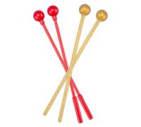 TOYANDONA Mazos de Percusión para Instrumentos Musicales, 2 Pares Abs Rígido Rojo y Abs Blando Dorado, Baquetas de Plástico para Xilófono y Campana, Accesorios de Batería y Percusión