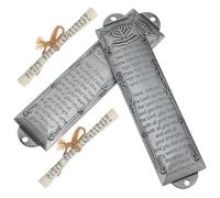 TOYANDONA Mezuzá Decorativa de Metal 132mm 2 Piezas con Símbolos Judíos, Placa Religiosa Retro para Decoración de Puerta y Hogar, Artesanía Judaica para Sala, Dormitorio y Oficina