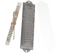 TOYANDONA Mezuzá Decorativa de Metal Antiguo 132mm con Pergamino para Puerta, Decoración del Hogar Religiosa con Escritura Hebrea, Adorno Artesanal Judaico para Protección y Oración