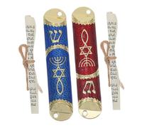 TOYANDONA Mezuzá Metálica con Pergamino Kosher, Símbolos Judíos para Puerta, Decoración Judía De Janucá, Placa De Mezuzá De Peltre Resistente, 2 Piezas para Hogar y Festividades