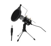 TOYANDONA Micrófono de Condensador para Grabación y Transmisión en Directo, Color Negro, con Soporte de Escritorio y Filtro Anti-Ruido Incluido, Kit Multifuncional para Podcast y Clima en Casa