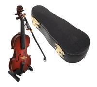 TOYANDONA Mini Adorno De Violín De Madera Hecho a Mano Violín Miniatura Decorativo para Oficina Hogar y Fiestas con Estuche y Púa