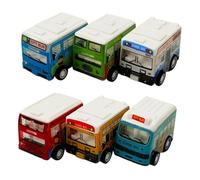 TOYANDONA Mini Autobús Escolar De Plástico Retráctil 6 Piezas para Niños Bebés, Juguete Educativo De Aprendizaje Temprano para Desarrollo Cognitivo y Juego En Casa