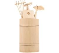 TOYANDONA Mini Rastrillos de Jardín Zen con Estuche de Bambú Natural Herramientas Compactas para Decoración de Escritorio y Meditación Accesorios Creativos para Arenas y Huertos Pequeños