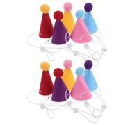 TOYANDONA Mini Sombreros para Cumpleaños de Mascotas 10 Unidades, Gorros Cónicos para Perros Pequeños y Gatitos, Accesorios para Fiestas con Pompones, Colores Vibrantes, sin Tela No Tejida,