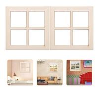 TOYANDONA Mini Ventanas de Madera sin Pintar para Casa de Muñecas 4 Piezas por Paquete Modelo de Ventana en Miniatura 4 Paneles Decoración Realista para Muebles y Accesorios de Casas