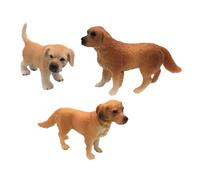 TOYANDONA Modelo de Mascota Decorativa de Perro Golden Retriever Mini Tamaño, Material PVC Resistente sin Decoloración, Figura de Cachorro Realista, Decoración Hogar y Oficina, Set de 3 Piezas