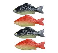 TOYANDONA Modelo Realista de Pez Carpa Artificial de PVC, Juego de 4 Piezas (2 Rojo 2 Negro), Adorno y Juguete Educativo, Decoración de Escritorio y Desarrollo Creativo