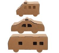 TOYANDONA Modelos de Vehículos de Papel para 3 Piezas - Kit Manualidades DIY Cartón Grueso para Montar Coches de Juguete Policía Ambulancia Autobús Juguetes Educativos Creativos