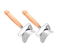 TOYANDONA Molde Cortador de Piel para Dumplings 2 Unidades Acero Inoxidable con Mango de Madera, Cortador Manual Redondo para Masa, Herramienta Cocina para Hacer Empanadillas Caseras