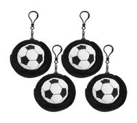 TOYANDONA Monedero de Fútbol de Felpa 8,9 Cm, Mini Bolsa Kawaii para Monedas y Auriculares, Juego de 4 Piezas, Compacto y Portátil para Viaje y Uso Deportivo Diario
