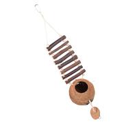 TOYANDONA Nido de Pájaro de Cáscara de Coco Natural con Cuerda y Escalera, Casa de Escondite y Nido de Cría para Mascotas Pequeñas como Hámster y Mangosta
