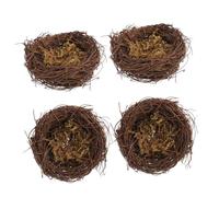 TOYANDONA Nido De Pájaro Decorativo Artesanal De Cáñamo Ligero 8 Cm, Set De 4, para Decoración De Jardín, Fiestas y Manualidades, Accesorios para Adornos y Uso Interiores y Exteriores