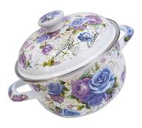 TOYANDONA Olla Esmaltada de Esmalte Grueso 20 Cm Doble Asa para Cocina Casera Compatible Inducción y Gas Olla de Sopa Vintage Resistente a Altas Temperaturas Doméstico