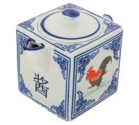 TOYANDONA Olla para Salsa de Soya de Cerámica Azul Acabado Resistente y Fina Elaboración, Recipiente para Condimentos Adecuado para Restaurante y Cocina Doméstica