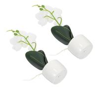 TOYANDONA Orquídea Simulada en Bonsái 2 Piezas de Plástico y Cerámica